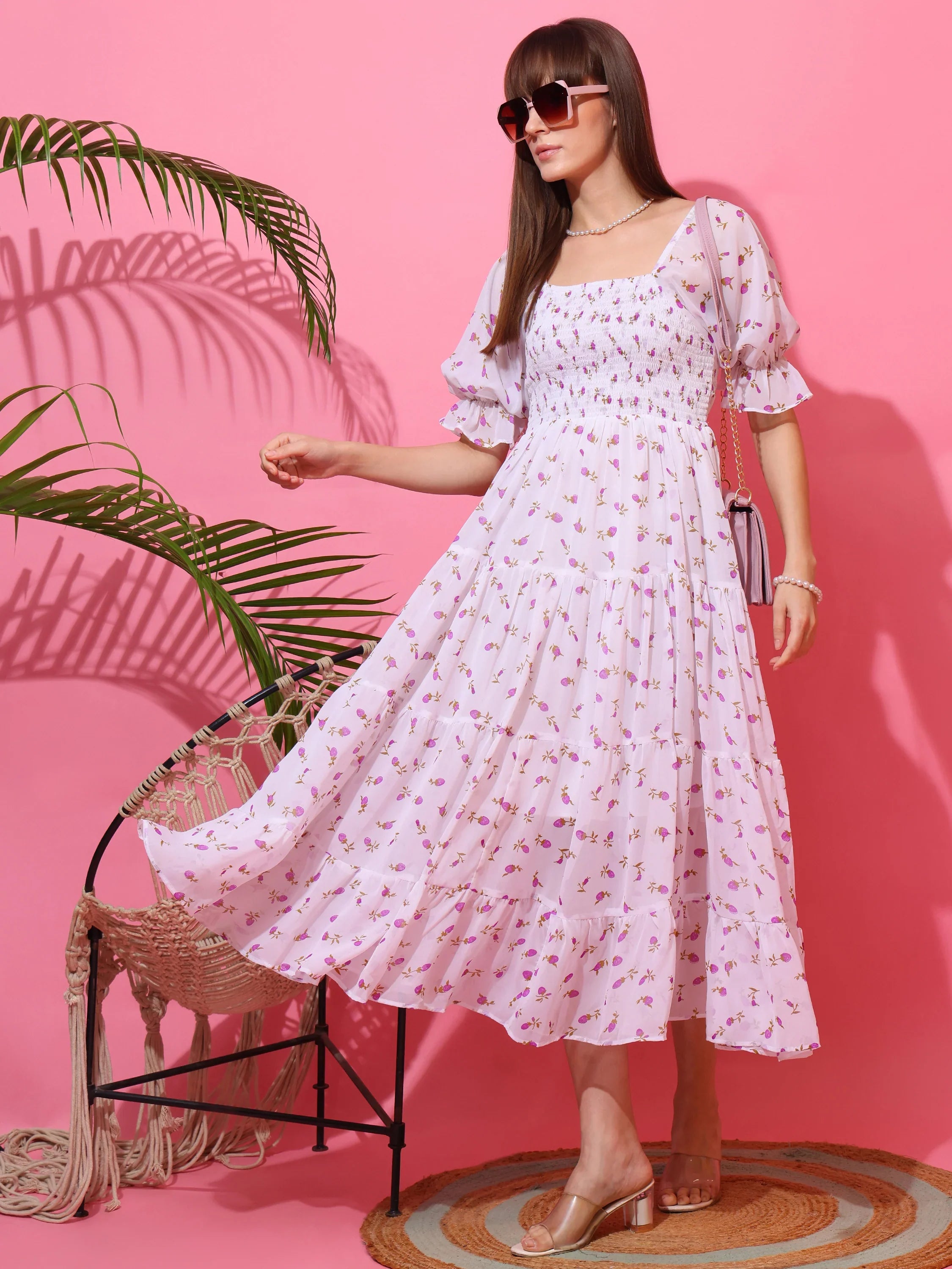 Blossom Breeze Fit and Flare Midi Dress
