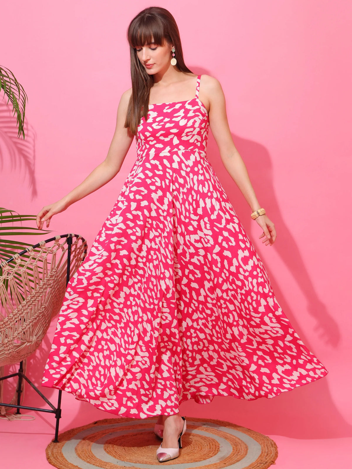 Pink Exotic Bloom Maxi Dress