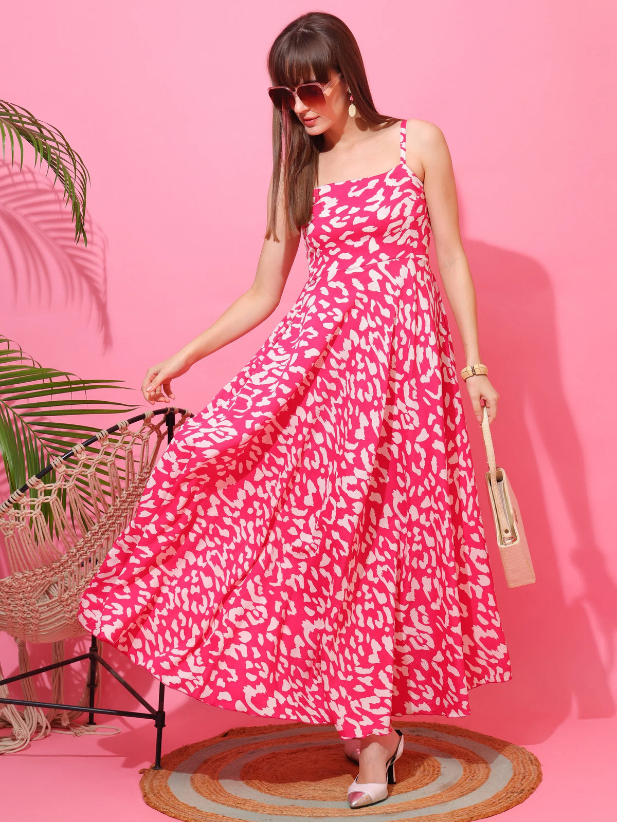 Pink Exotic Bloom Maxi Dress