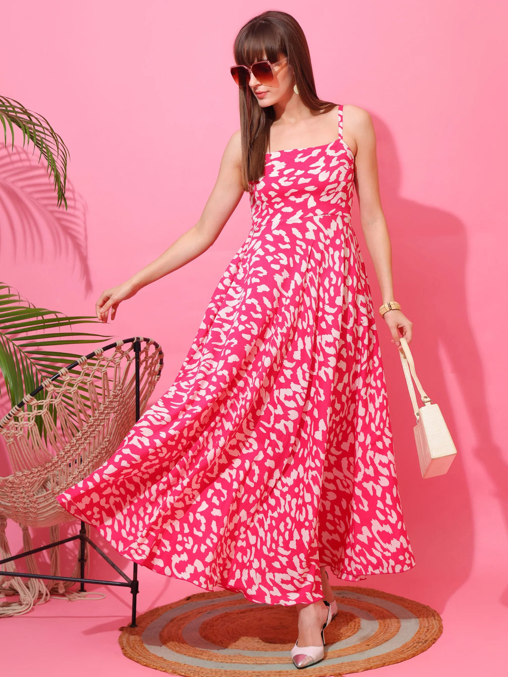 Pink Exotic Bloom Maxi Dress