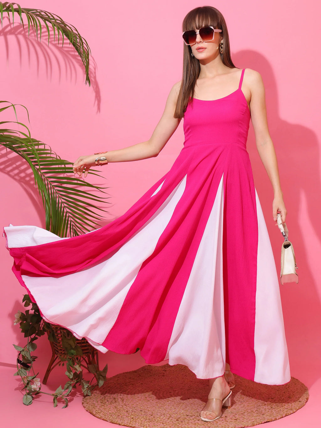 Blush Harmony Colorblock Maxi Dress