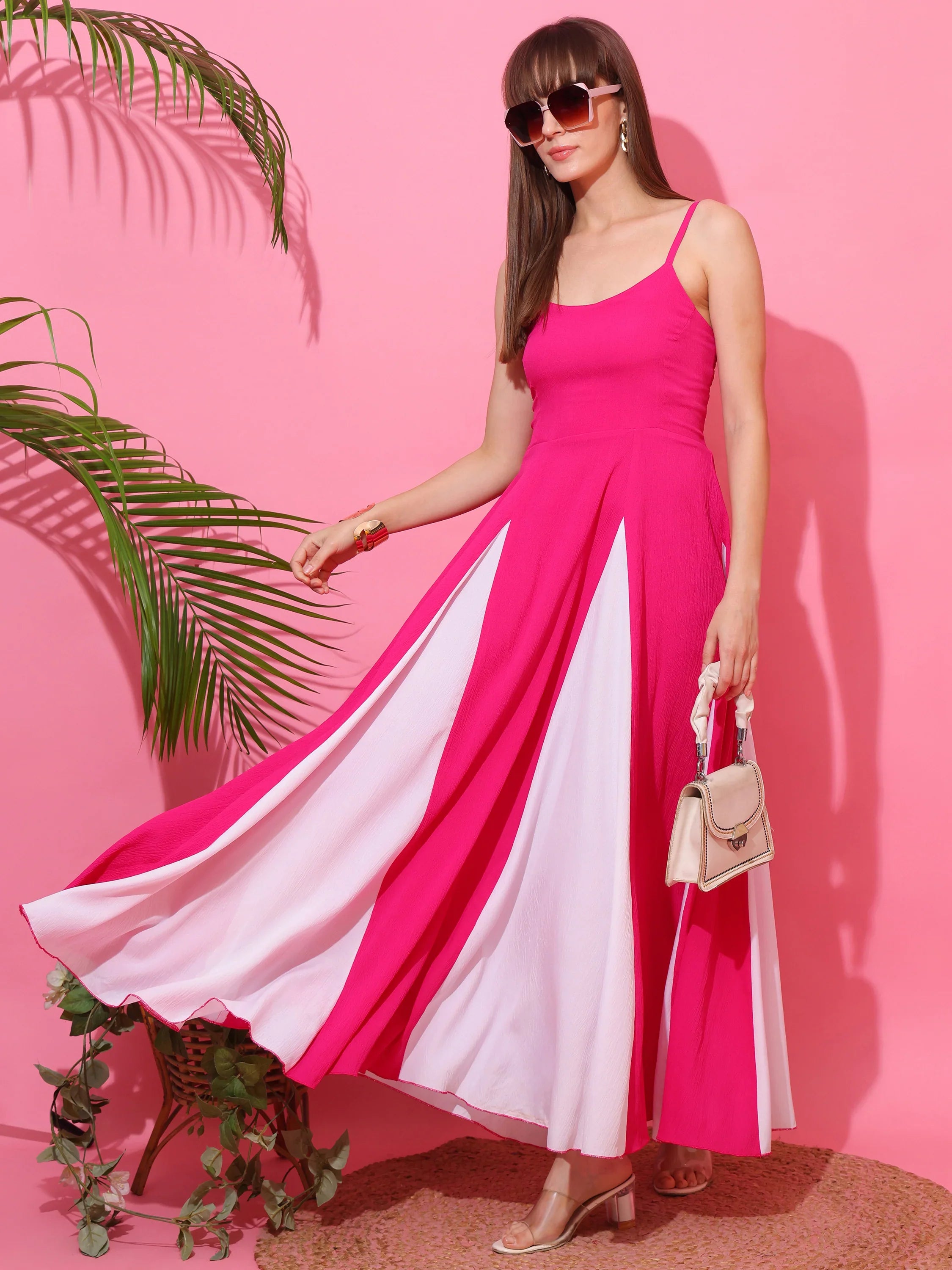 Blush Harmony Colorblock Maxi Dress