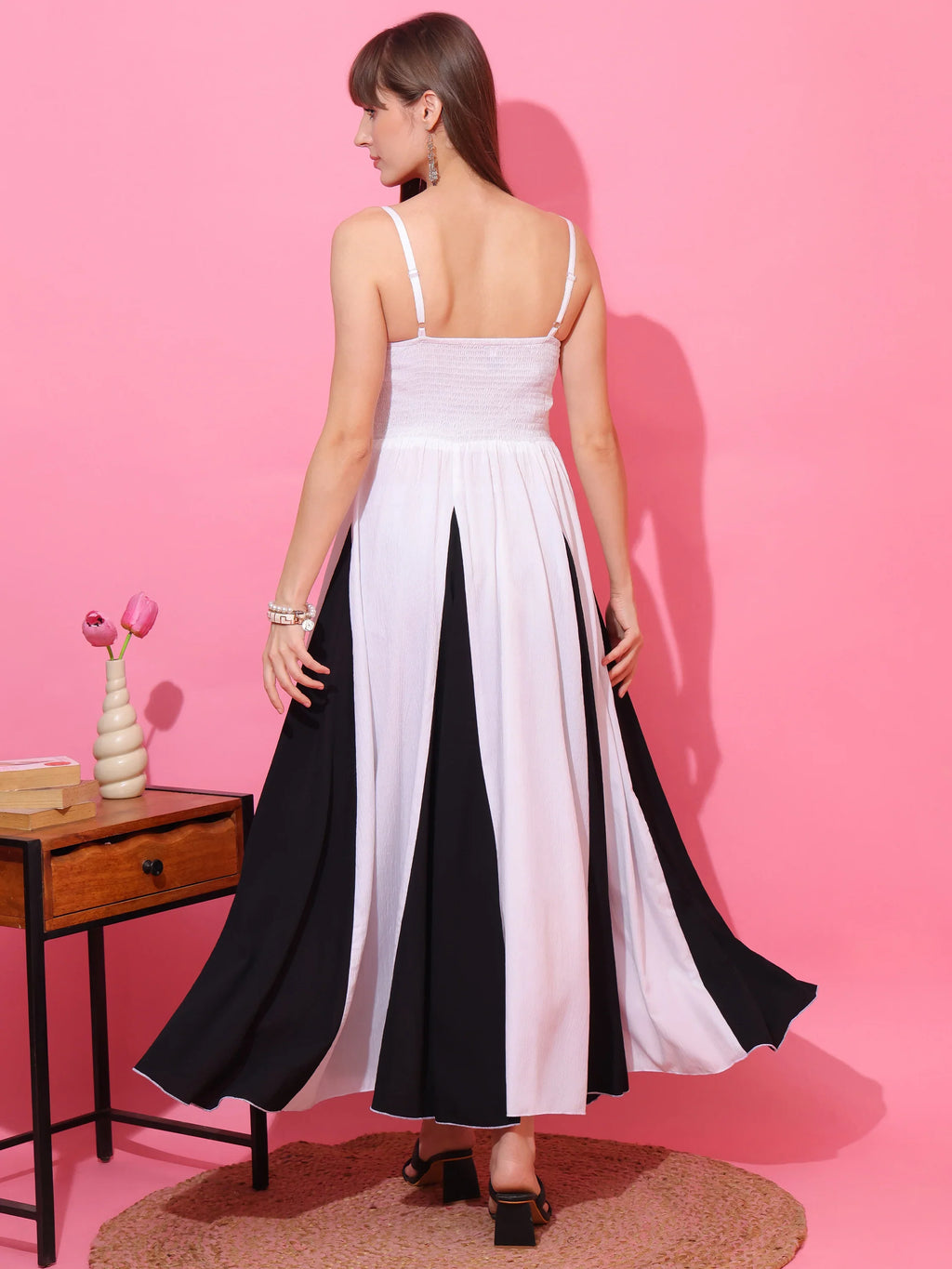 Classic White Colorblock Maxi Dress