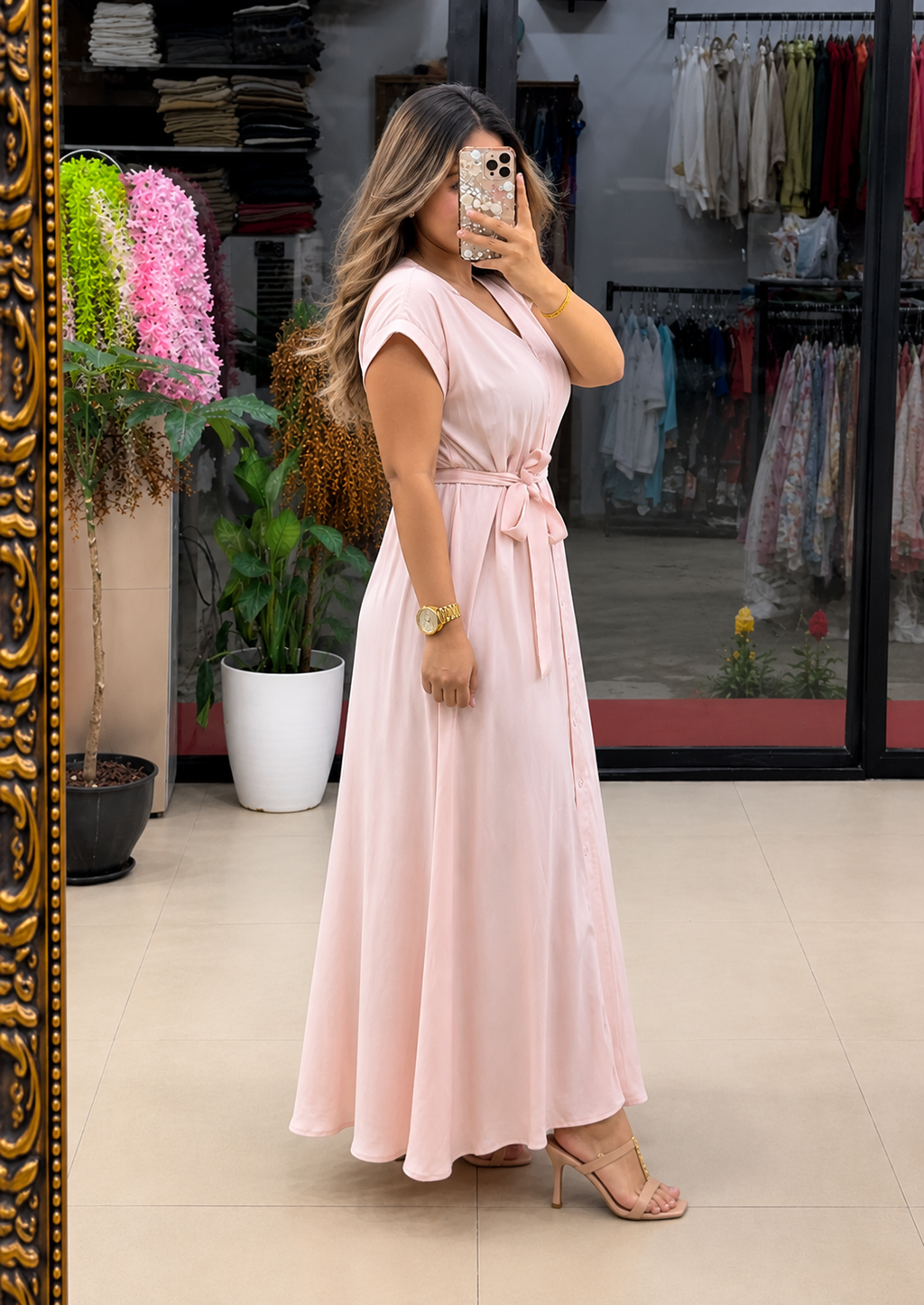 Pink Rayon Dress for Women