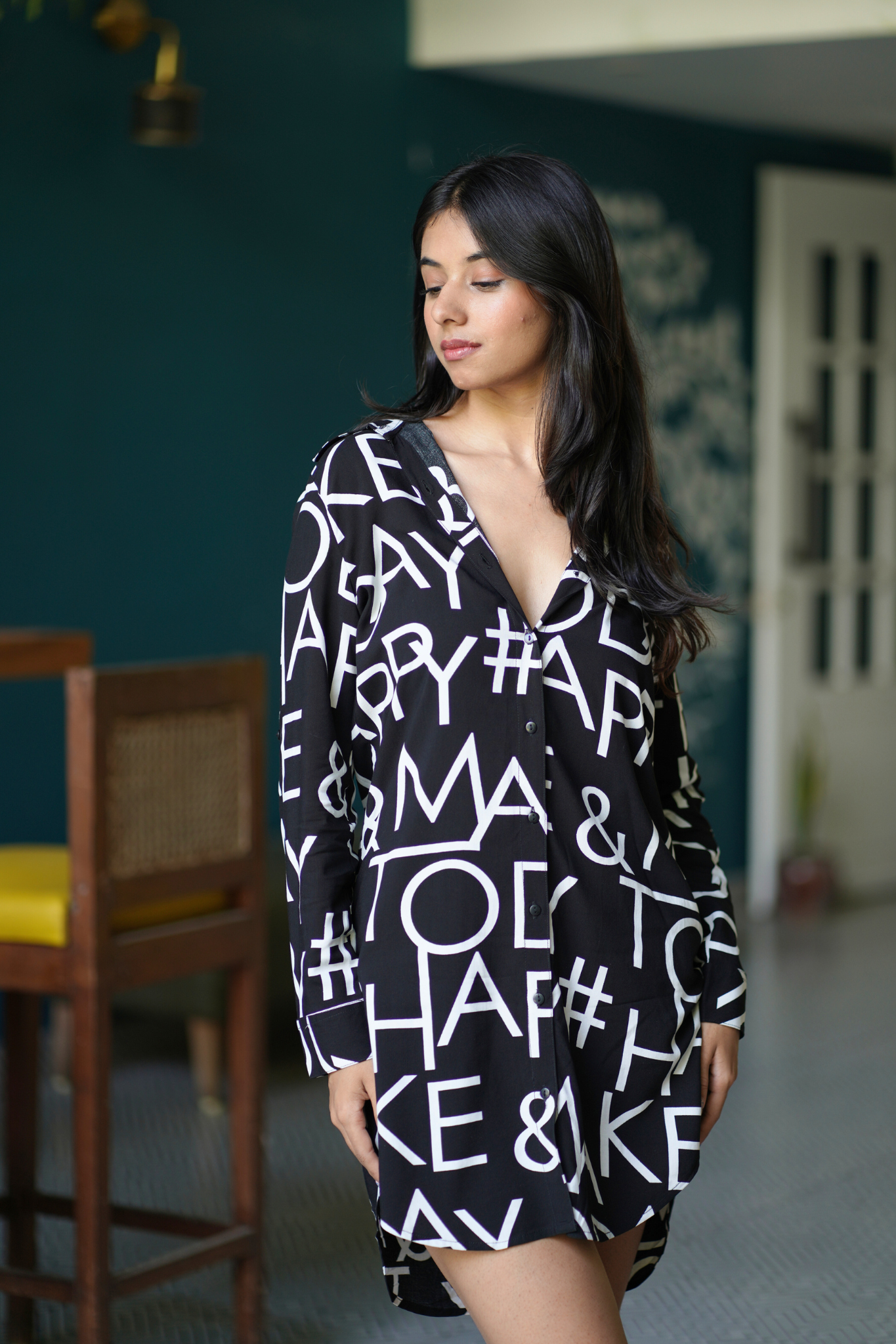 Classic Black Typography Dress