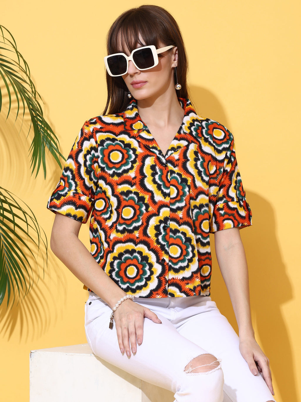 Orange Mirage Printed Shirt
