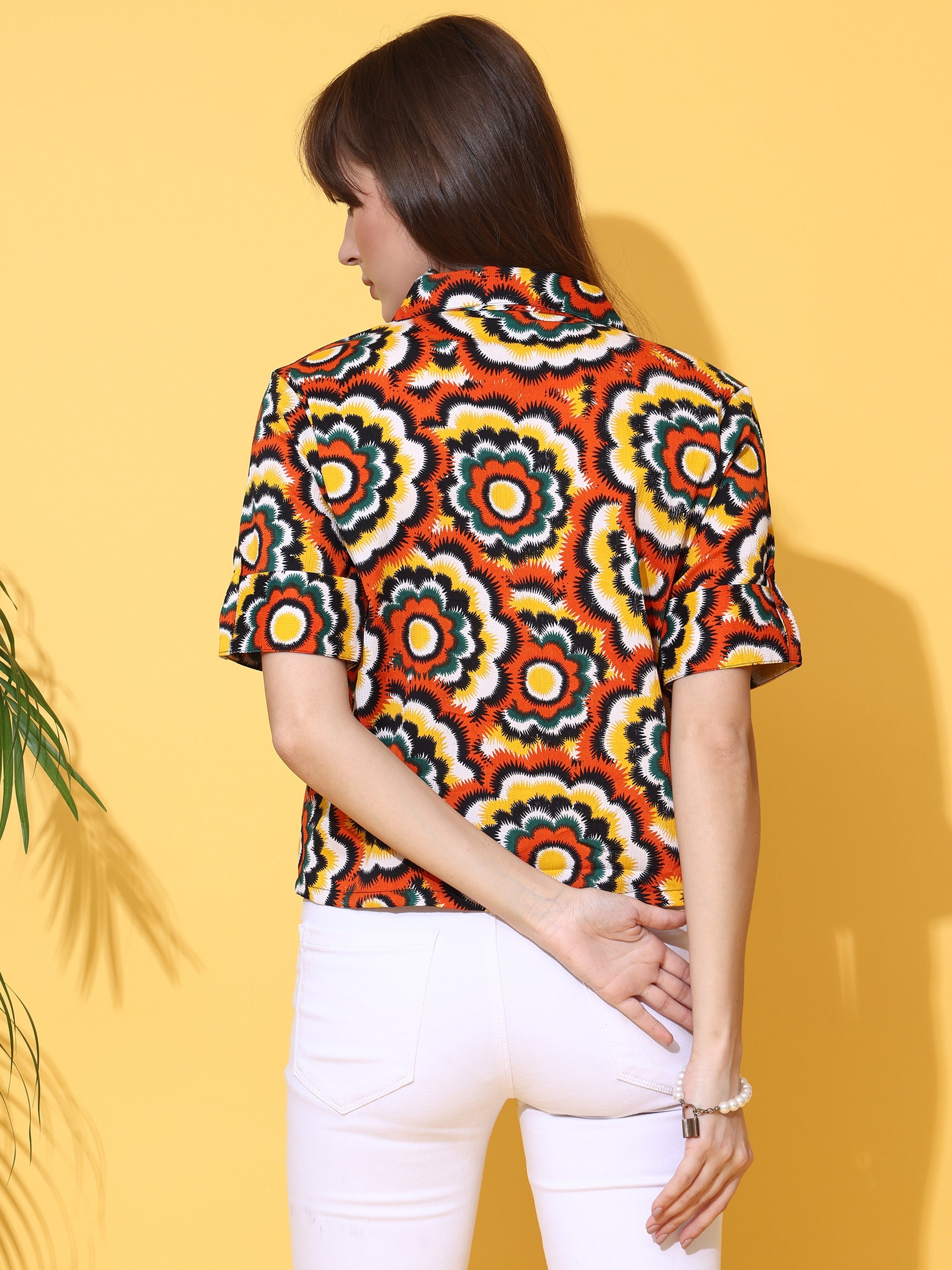 Orange Mirage Printed Shirt