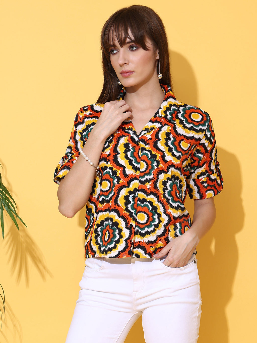 Orange Mirage Printed Shirt