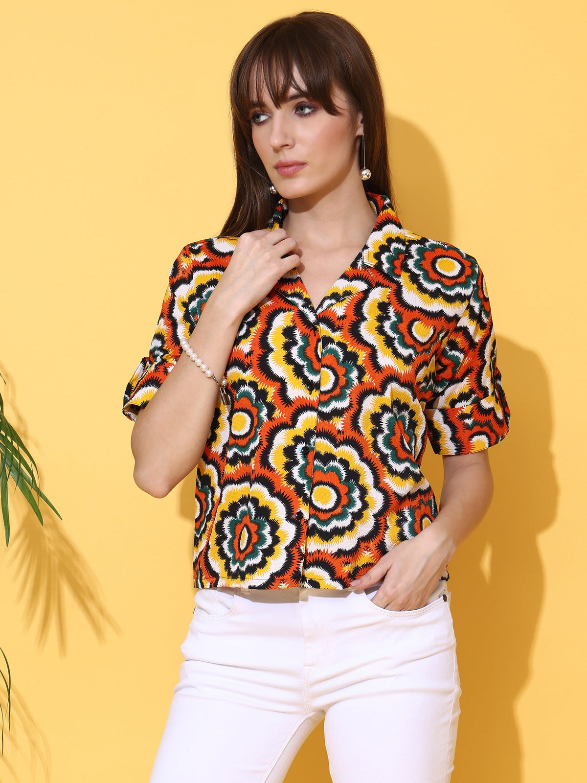 Orange Mirage Printed Shirt