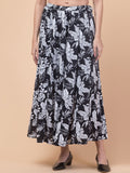 Black Floral Print Maxi Skirt