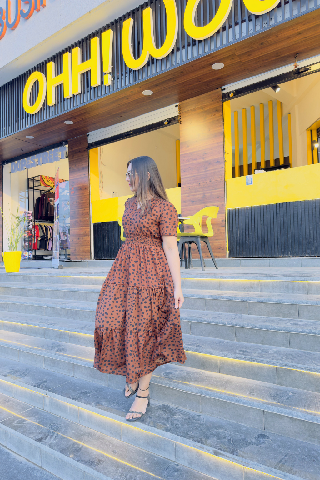 Brown Elegance Midi Dress