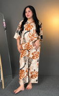 Orange Printed Co-Ord Set for Women | S to 3XL