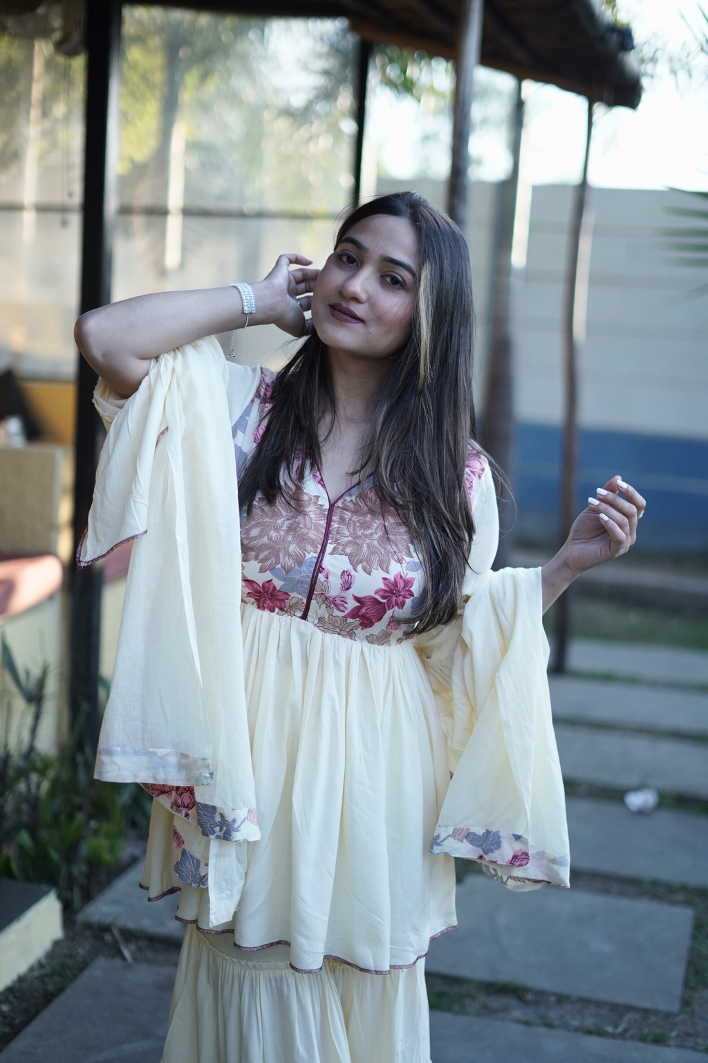 Elegant Bloom Off White Sharara Set