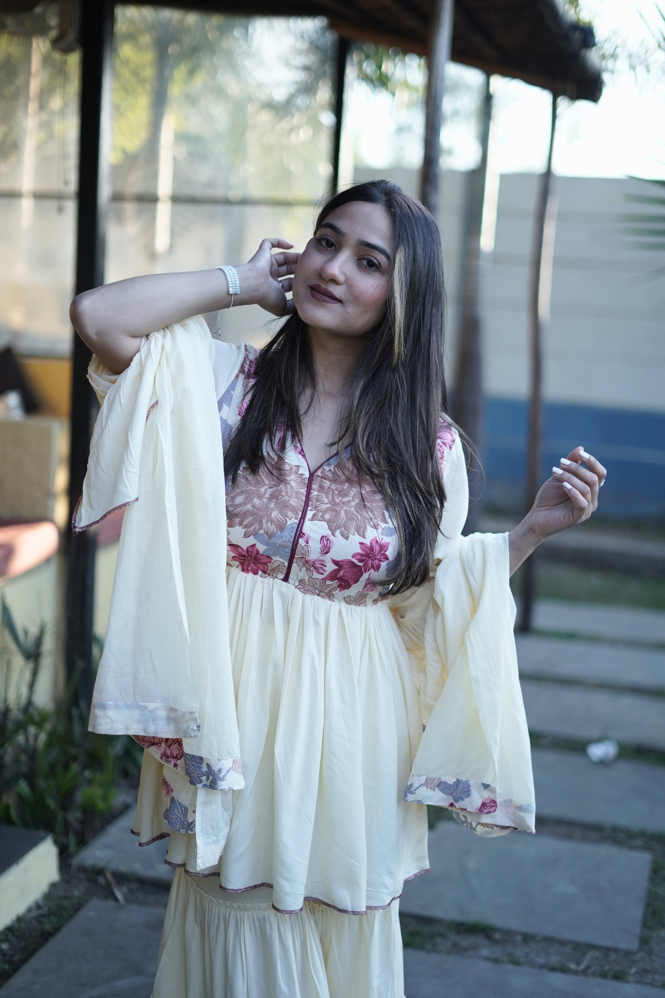 Elegant Bloom Off White Sharara Set