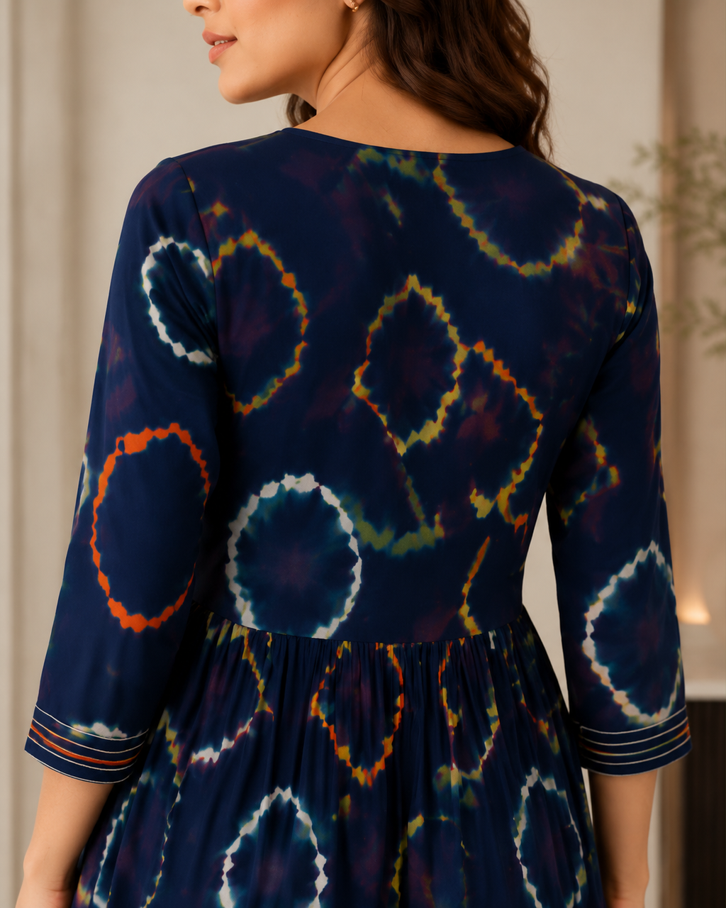 Midnight Indigo Printed Tiered Dress