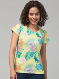 Lime Green Floral Print  T-shirt