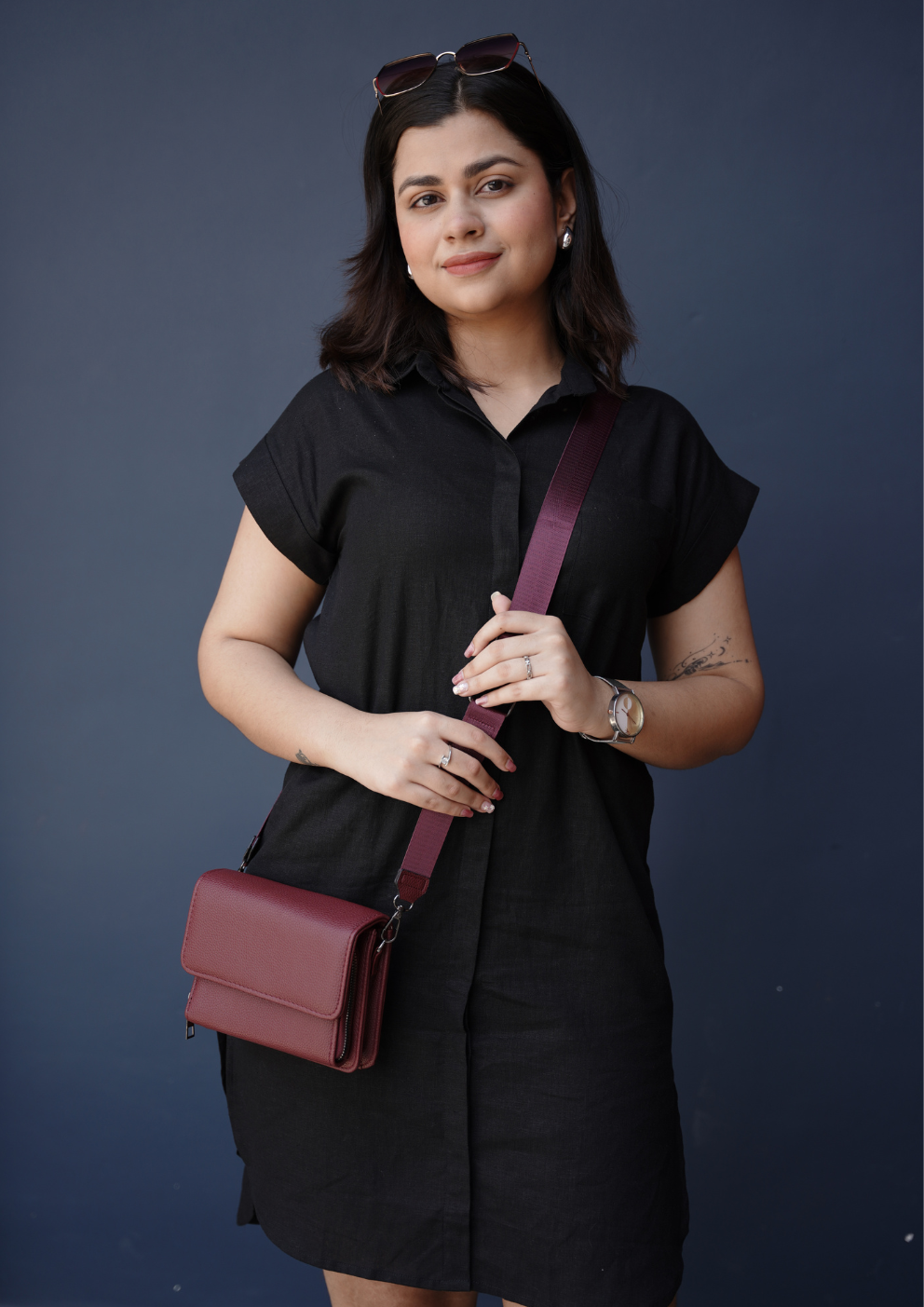 Black Breeze Linen Blend Shirt Dress by Bhoomi