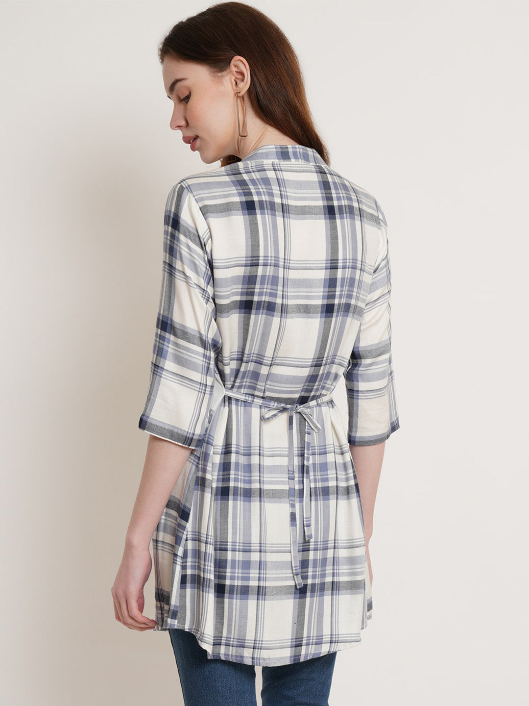 White Breeze Checked Cotton Tunic