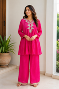 Fuchsia Pink Handmade Flared Co-Ord Set
