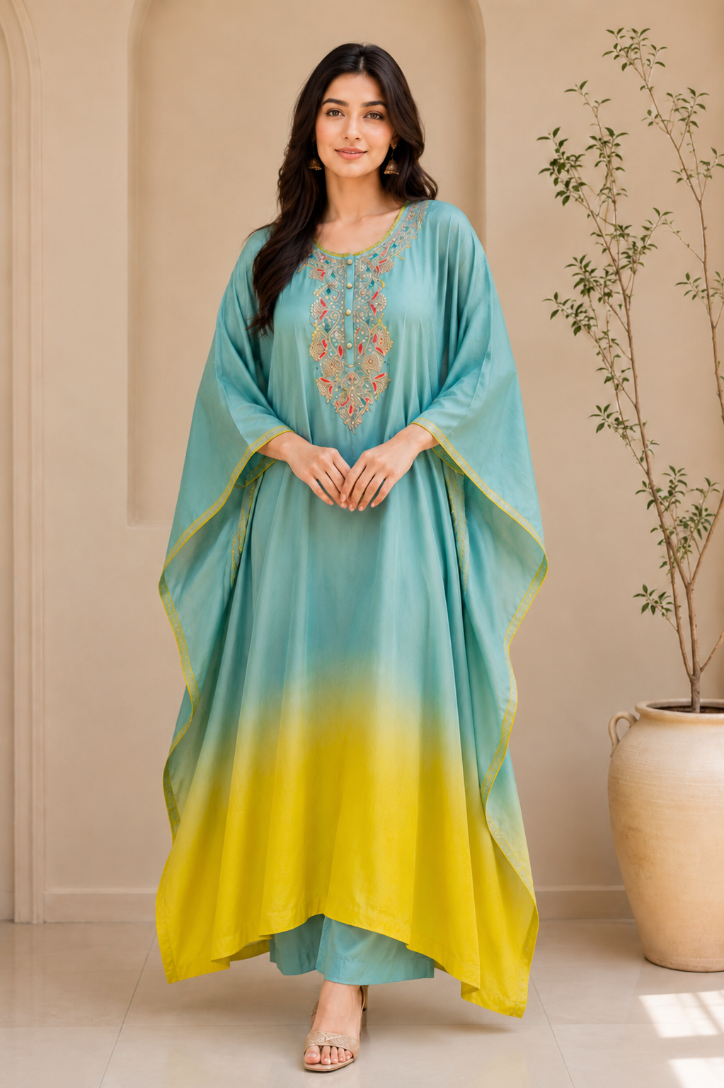 Sea Breeze Ombre Embroidered Kurta Set