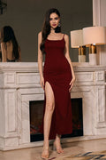 Maroon Sleeveless Cami Bodycon Maxi Dress