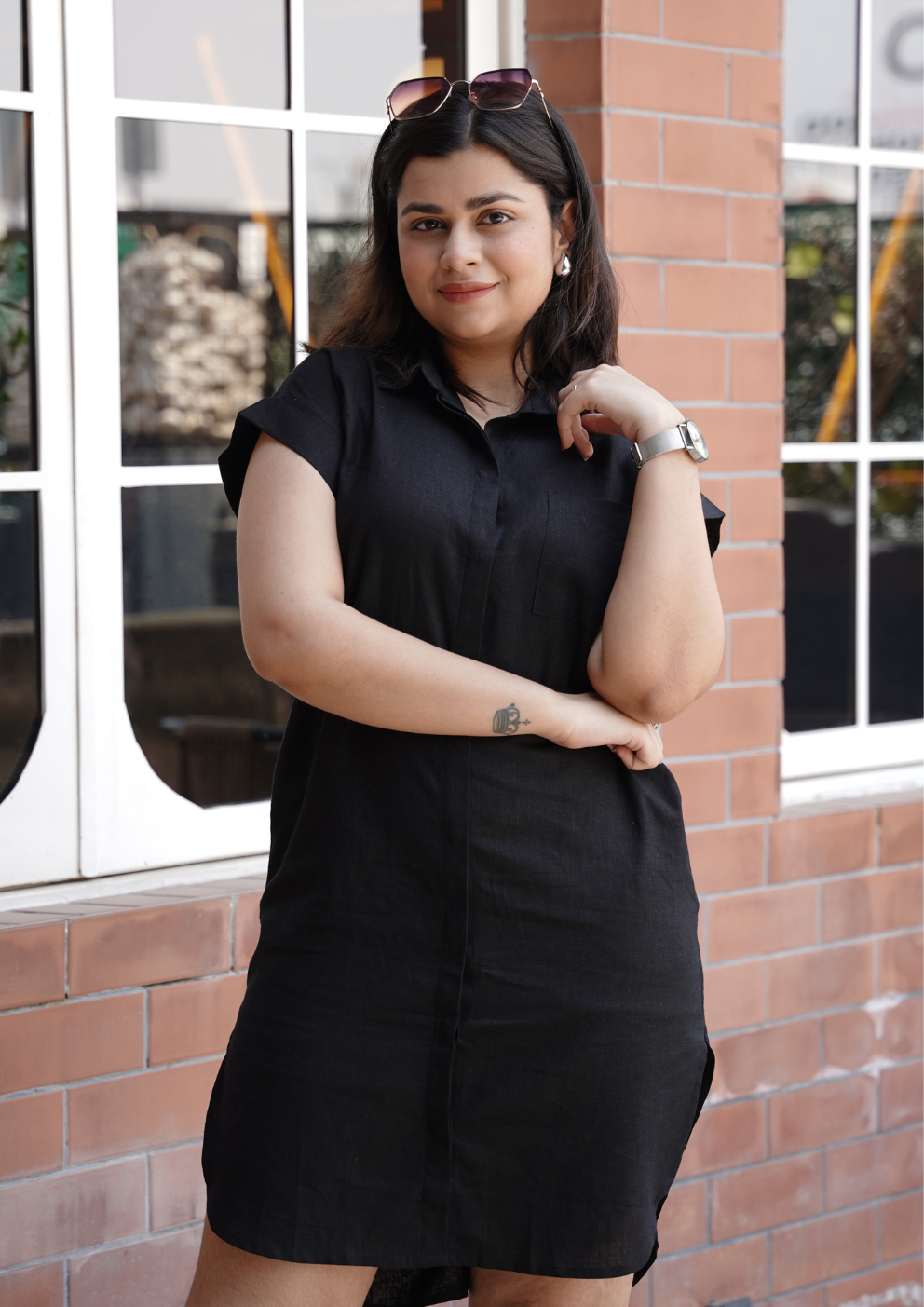 Black Breeze Linen Blend Shirt Dress by Bhoomi
