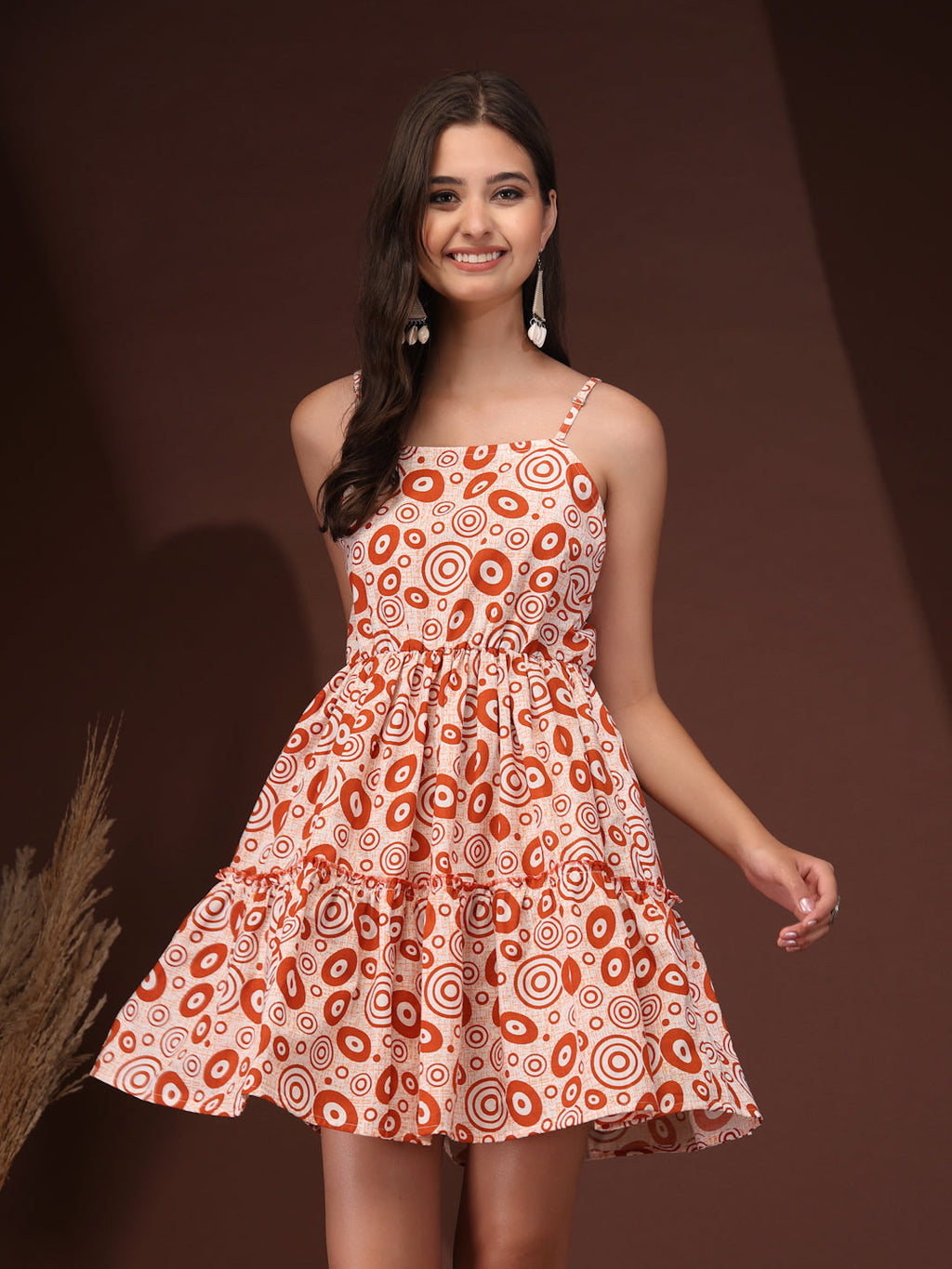 Orange Charm Fit & Flare Mini Dress