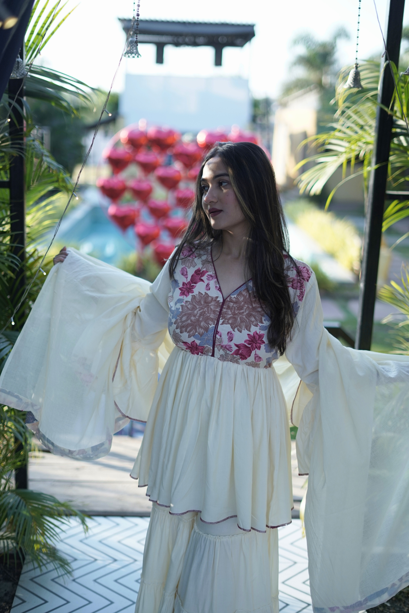 Elegant Bloom Off White Sharara Set