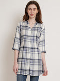 White Breeze Checked Cotton Tunic