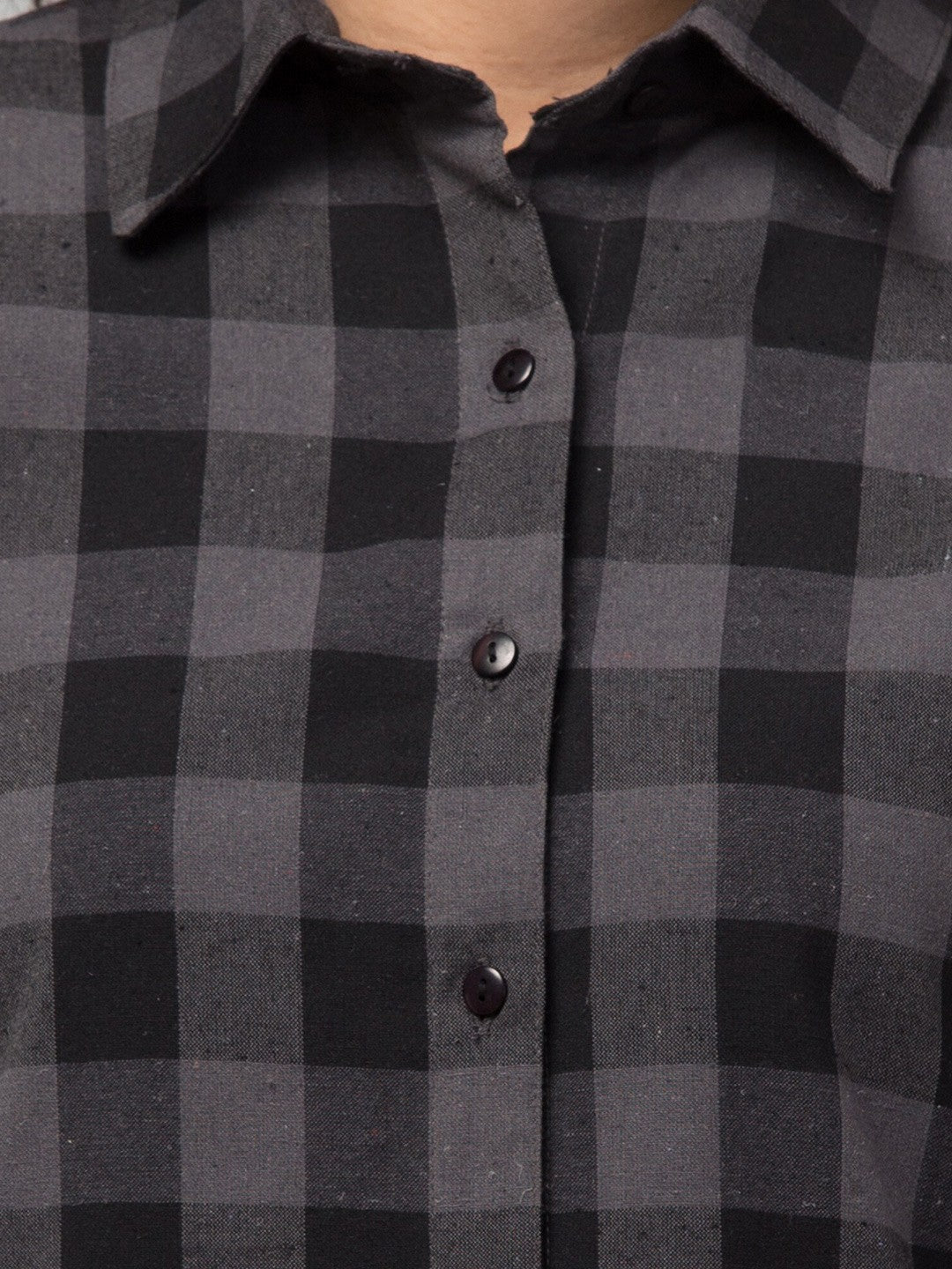 Grey Grid Charm Shirt Dress