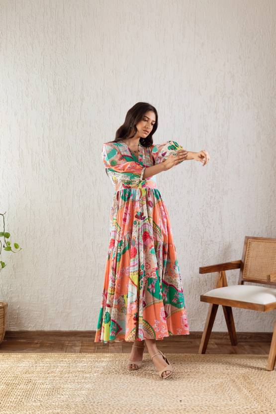 Blush Meadow Fit and Flare Maxi Dress