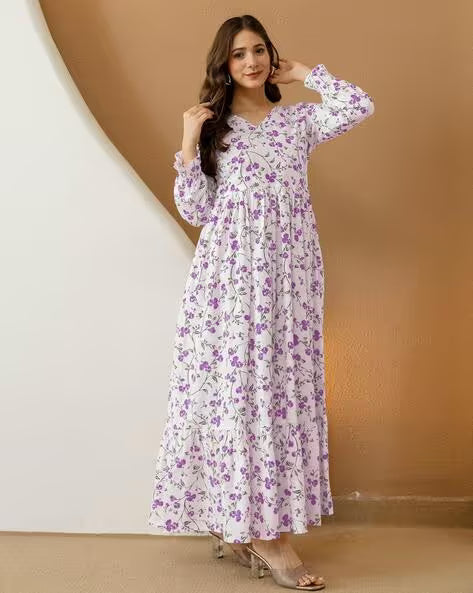 Purple Garden Floral Maxi Dress