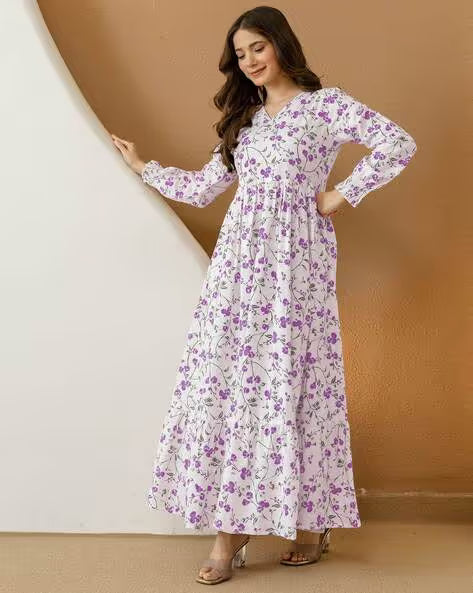 Purple Garden Floral Maxi Dress