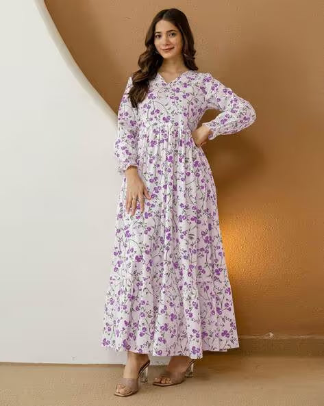 Purple Garden Floral Maxi Dress