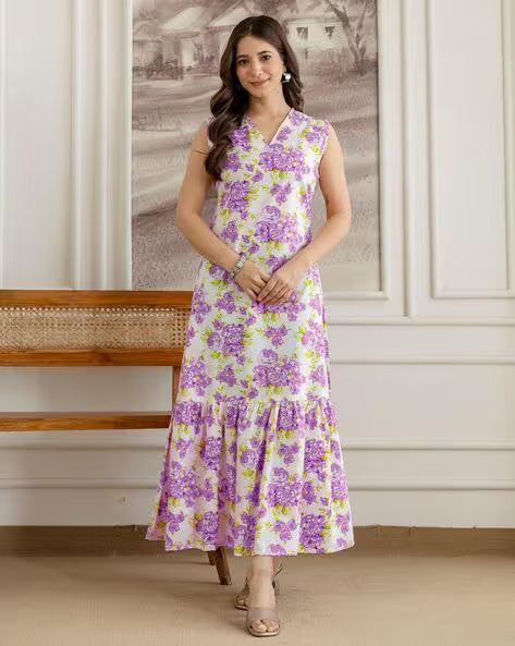 Purple Charm Floral Maxi Dress