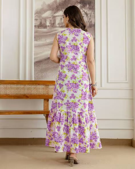 Purple Charm Floral Maxi Dress