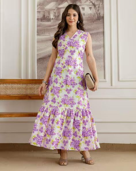 Purple Charm Floral Maxi Dress