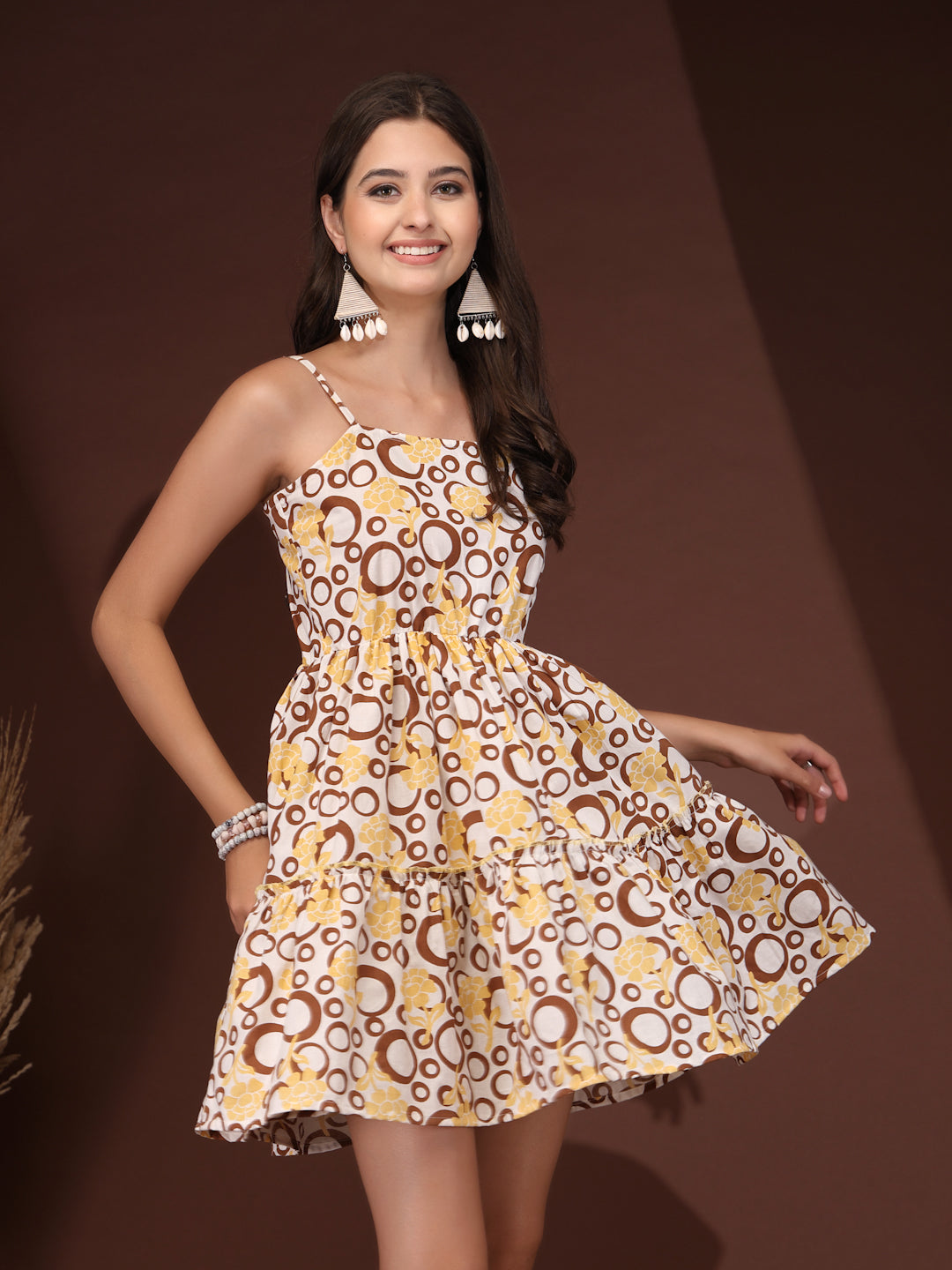 Sunshine Bloom Floral Print Mini Dress