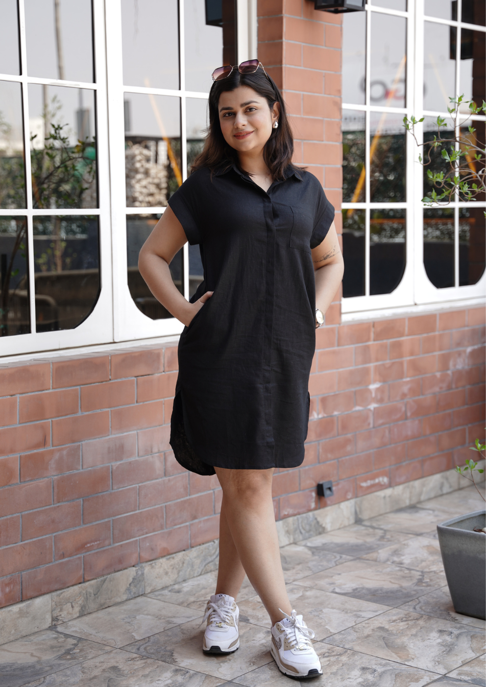 Black Breeze Linen Blend Shirt Dress by Bhoomi