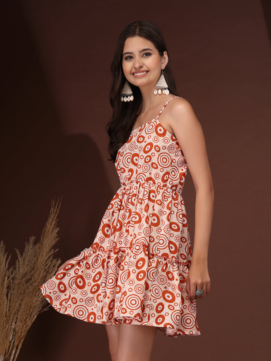 Orange Charm Fit & Flare Mini Dress