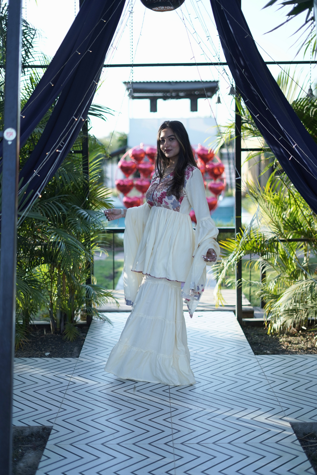 Elegant Bloom Off White Sharara Set
