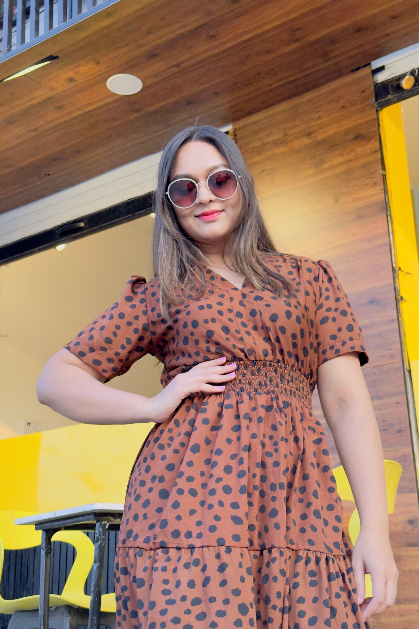Brown Elegance Midi Dress