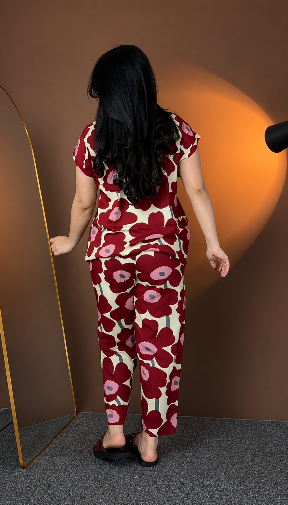 Maroon Printed Rayon Co-Ord Set