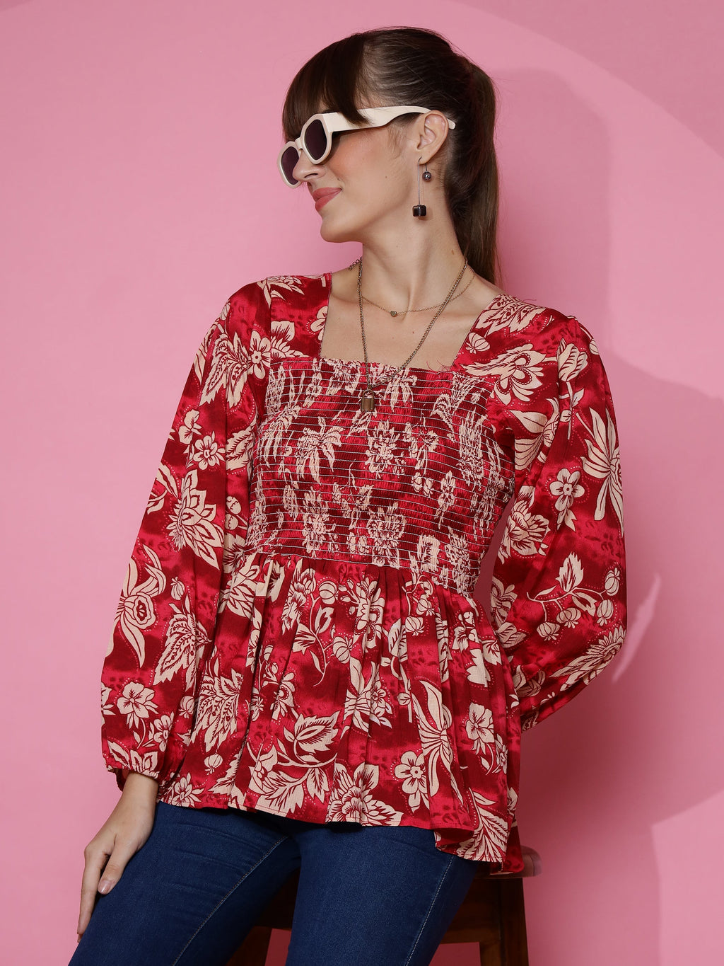 Scarlet Elegance Peplum Top