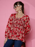 Scarlet Elegance Peplum Top