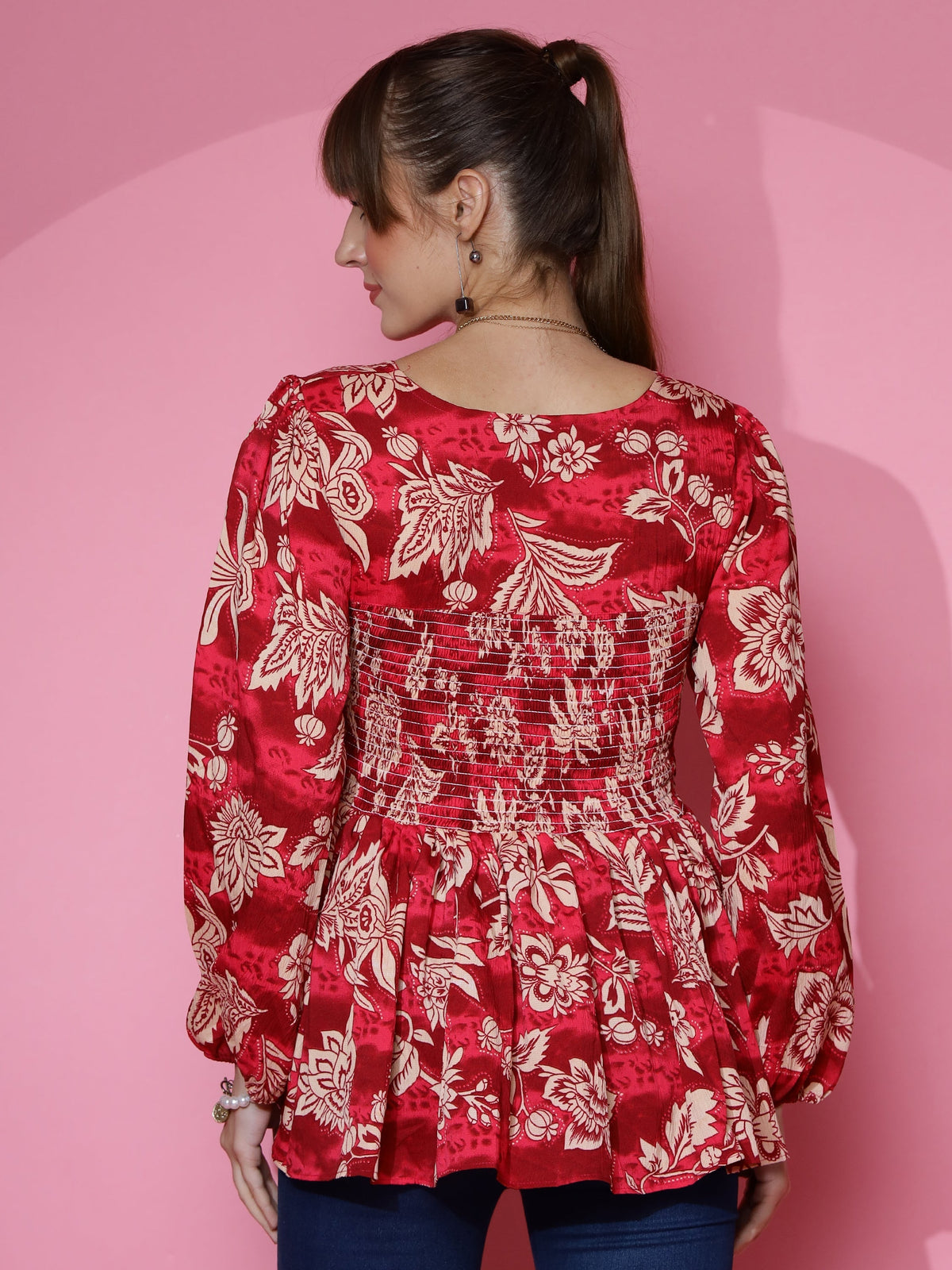 Scarlet Elegance Peplum Top