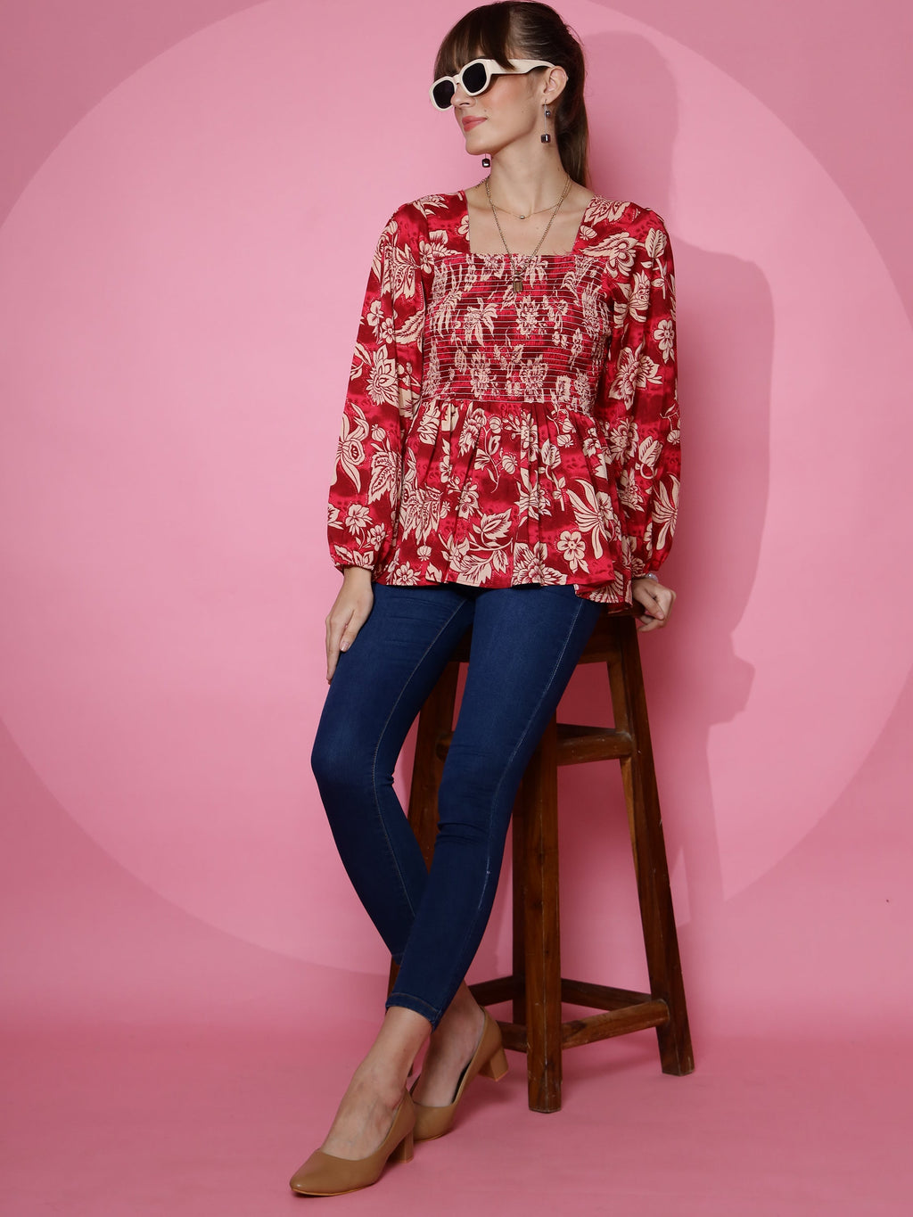Scarlet Elegance Peplum Top