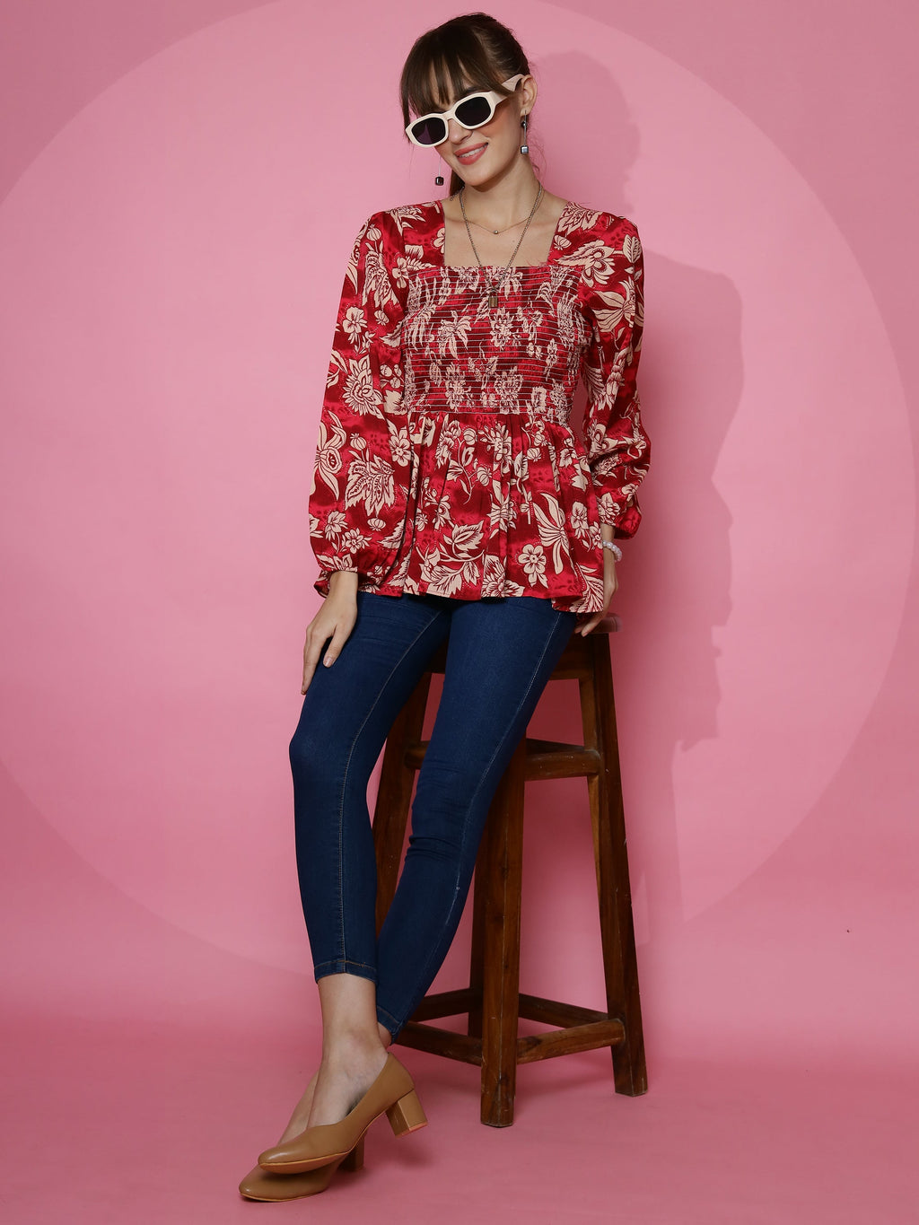 Scarlet Elegance Peplum Top