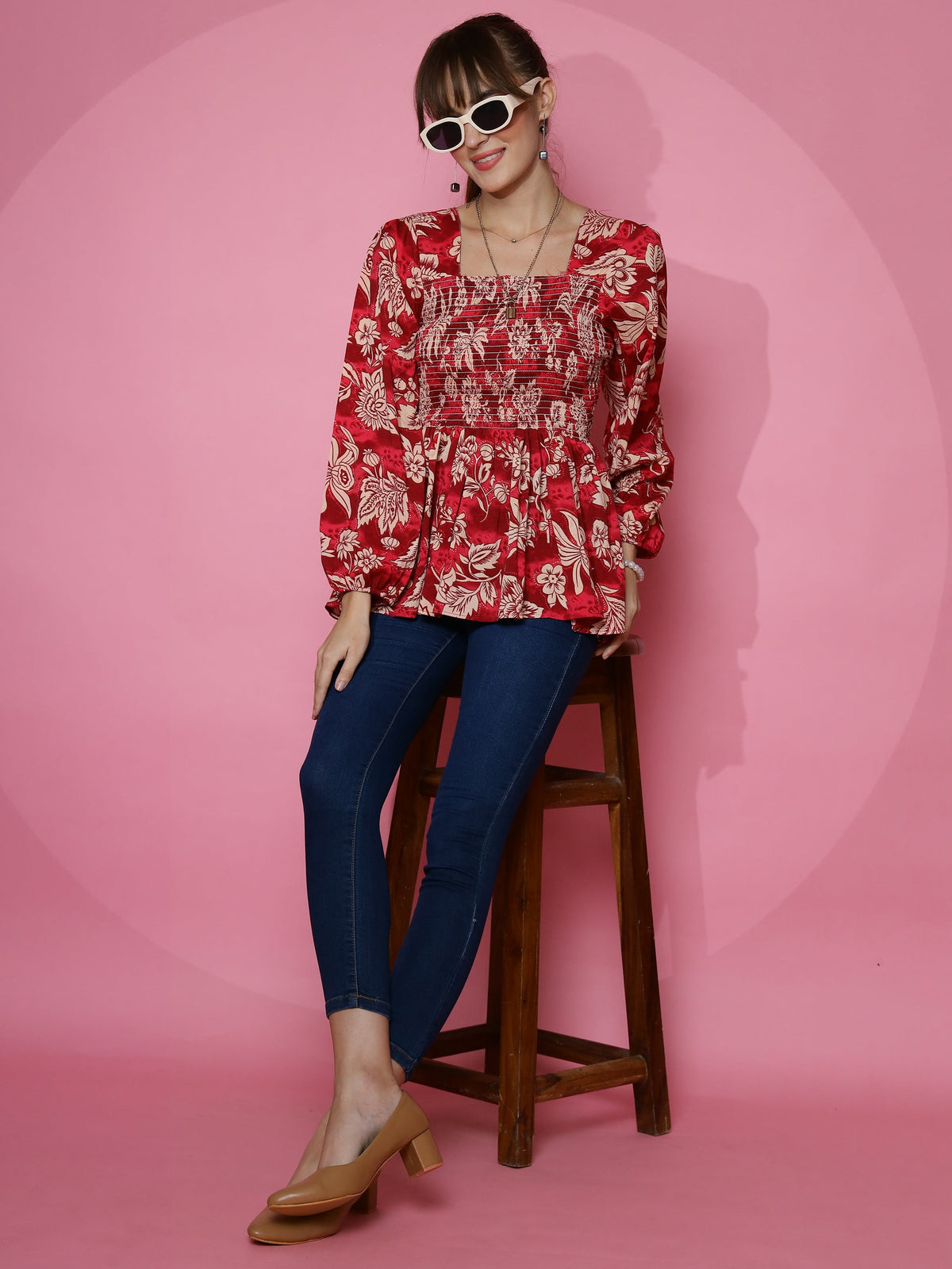 Scarlet Elegance Peplum Top