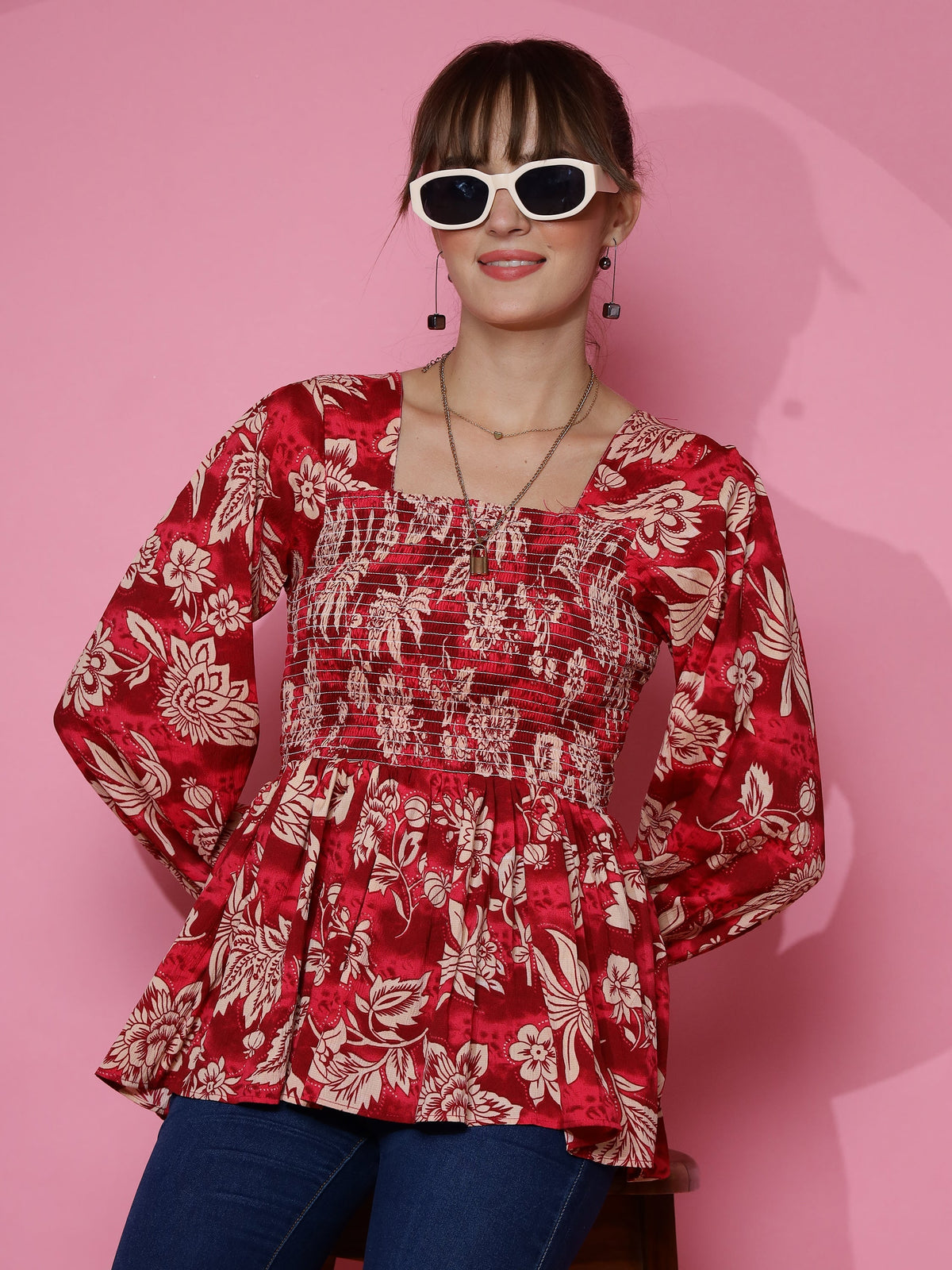 Scarlet Elegance Peplum Top